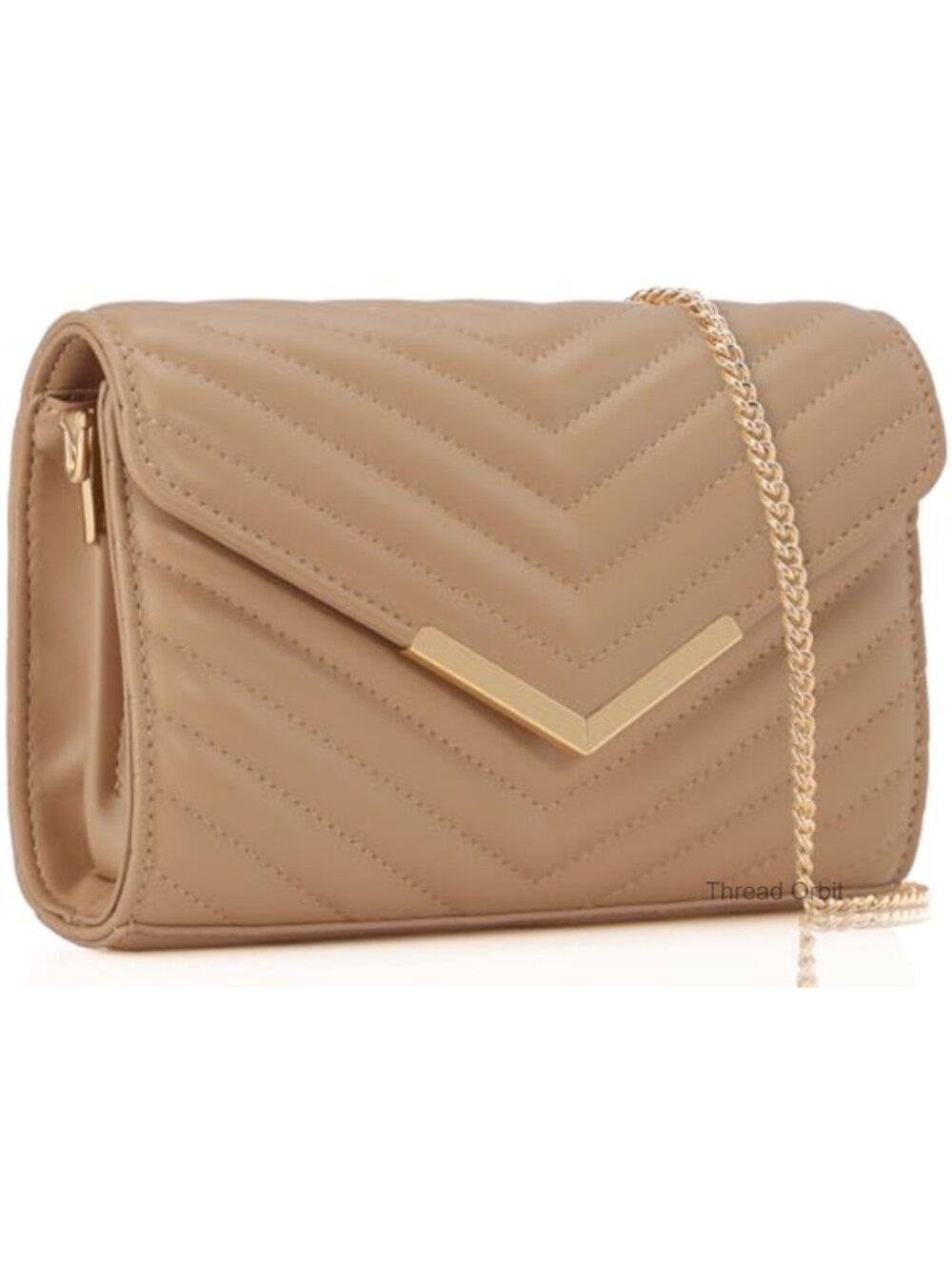 Quilted Vegan Leather Envelope Clutch Evening Handbag Crossbody with Chain Strap